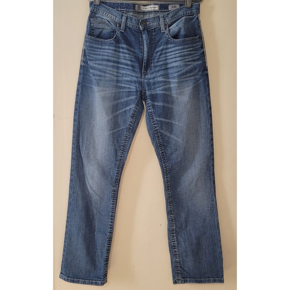 BKE Buckle Tyler Straight Leg Jeans Mens Size 30R Blue Denim Stretch